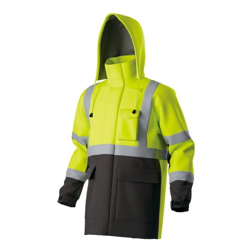 Chaqueta HI-VIS con capucha resistente a la llama de algodón de dos tonos a prueba de agua