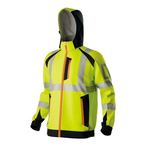 HI-VIS chaqueta con capucha Softshell impermeable y elástica