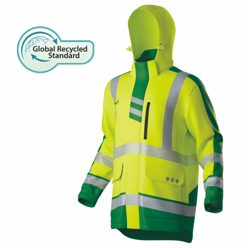 Parka resistente al agua HI-VIS reciclada 2IN1 Oxford con revestimiento acolchado